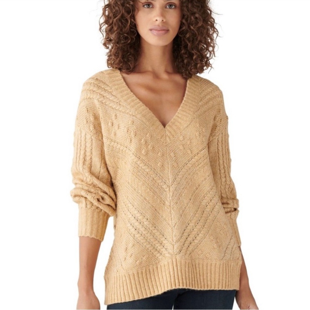 Lucky‎ Brand  Long Sleeve V-Neck Placed Bobble Sweater